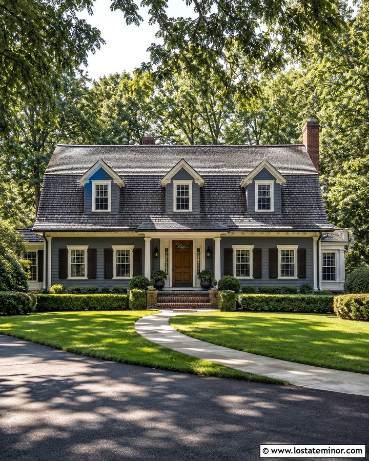 Slate Grey House With Warm Gray Gambrel Roof - 30 Slate Grey House Design With Roof Ideas