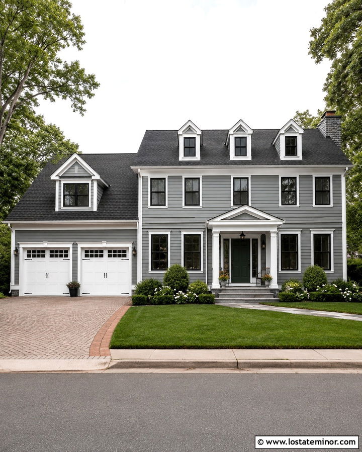 Slate Grey House With White Garage Doors - 30 Slate Grey House Design With Dormers Ideas