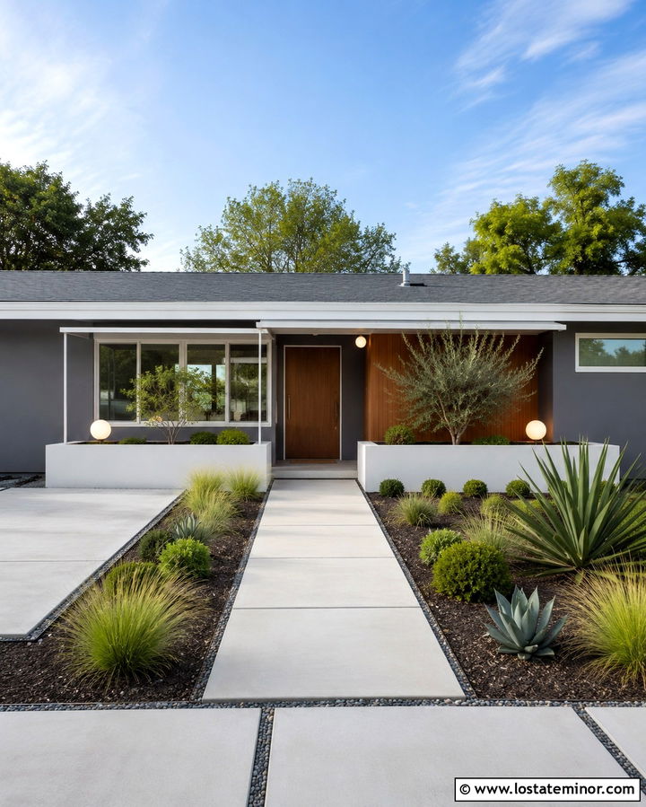 Slate Grey House With White Metal Awning - 30 Slate Grey House Design With Awning Ideas