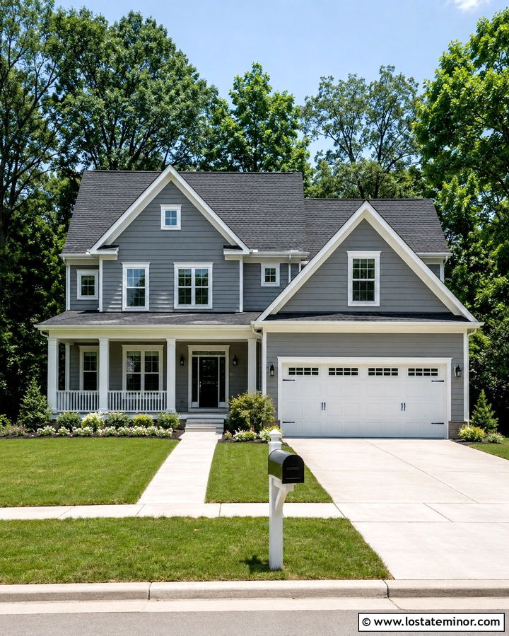 Slate Grey House With White Post Mailbox - 30 Slate Grey House Design With Mailbox Ideas