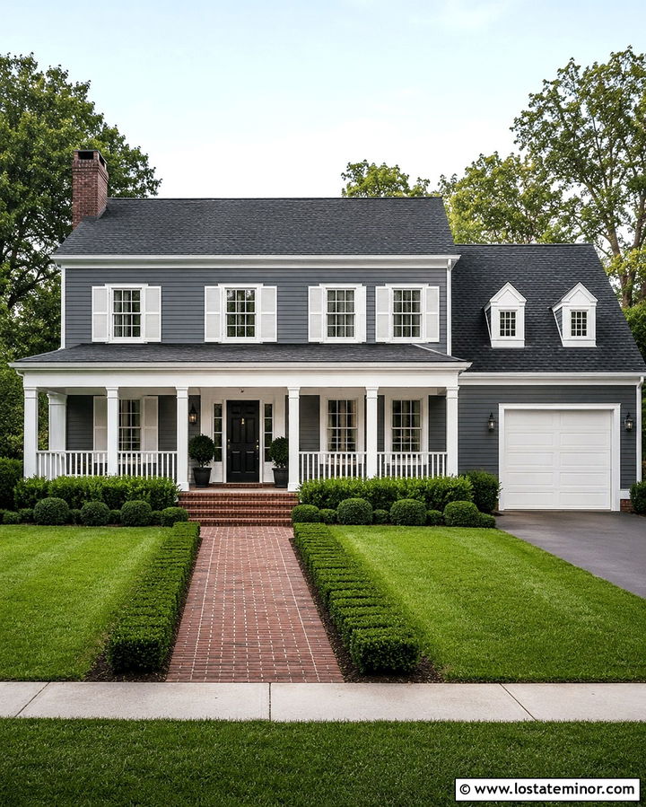 Slate Grey House With White Shutters - 30 Slate Grey House Design With Accents Ideas