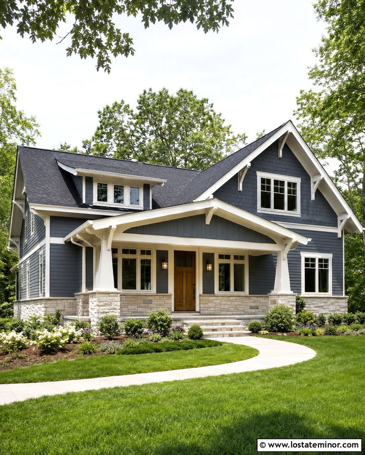 Slate Grey House With White Stone Wainscoting - 30 Slate Grey House Design With Wainscoting Ideas
