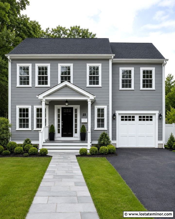 Slate Grey House With White Wall Mounted Mailbox - 30 Slate Grey House Design With Mailbox Ideas