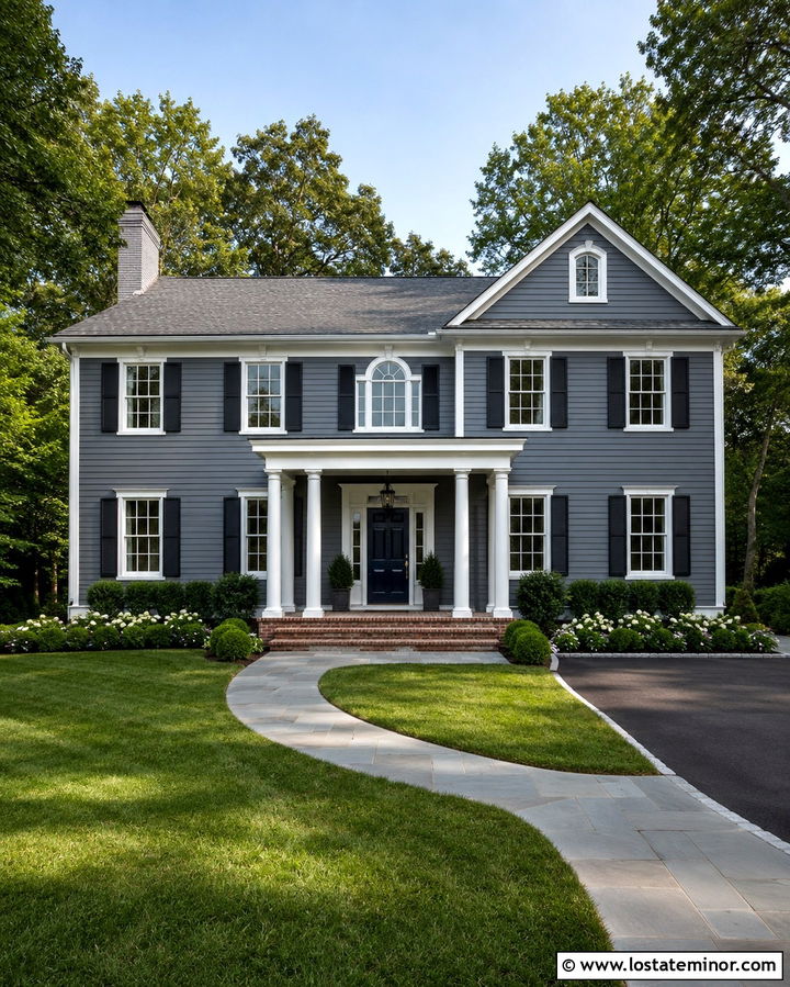 Slate Grey House With White Window Frames - 30 Slate Grey House Design With Window Frames Ideas