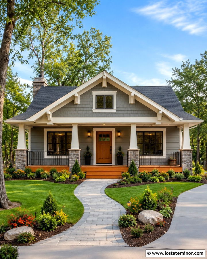Slate Grey House With Wood Front Door And Deck - 30 Slate Grey House Design With Deck Ideas