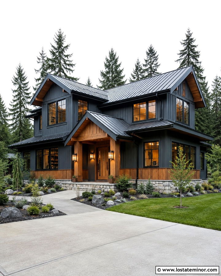 Slate Grey House With Wood Wainscoting - 30 Slate Grey House Design With Wainscoting Ideas