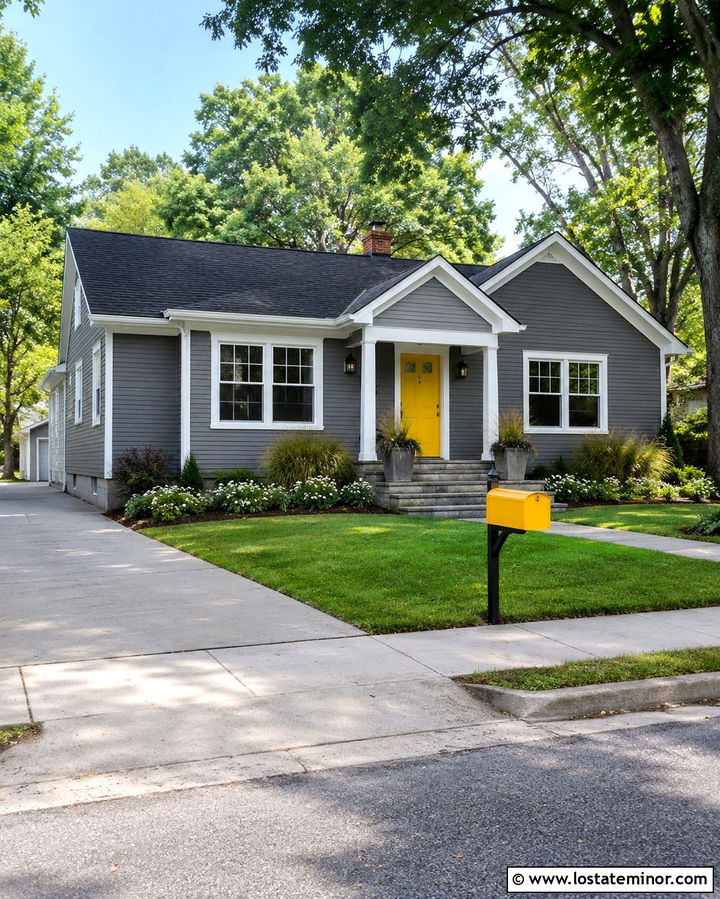 Slate Grey House With Yellow Mailbox - 30 Slate Grey House Design With Mailbox Ideas