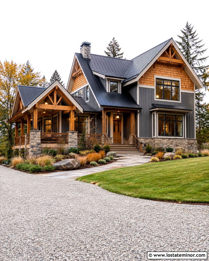 Slate Grey Lake House With Cedar Shake Gables - 30 Slate Grey House Design With Cedar Shake Ideas