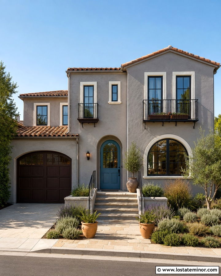 Slate Grey Mediterranean House With Blue Dutch Door - 30 Slate Grey House Design With Dutch Door Ideas