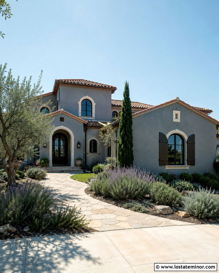Slate Grey Mediterranean House With Bronze Shutters - 30 Slate Grey House Design With Shutters Ideas
