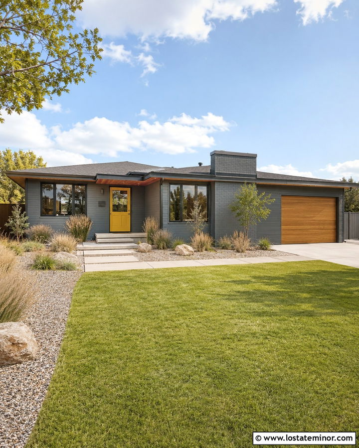 Slate Grey Midcentury House With Mustard Dutch Door - 30 Slate Grey House Design With Dutch Door Ideas