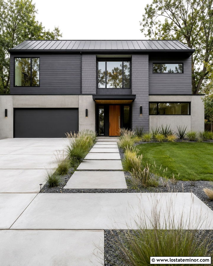 Slate Grey Modern House With Cedar Shake Panels - 30 Slate Grey House Design With Cedar Shake Ideas