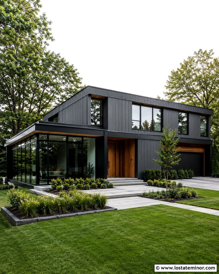 Slate Grey Modern House With Glass Sunroom - 30 Slate Grey House Design With Sunroom Ideas