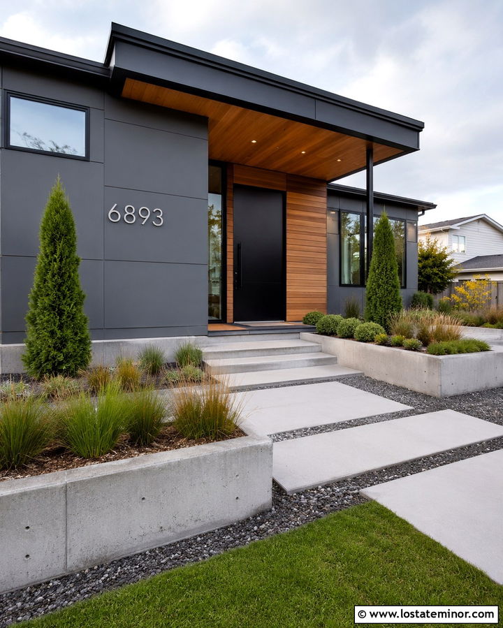 Slate Grey Modern House With Stainless Steel Numbers - 30 Slate Grey House Design With House Numbers Ideas