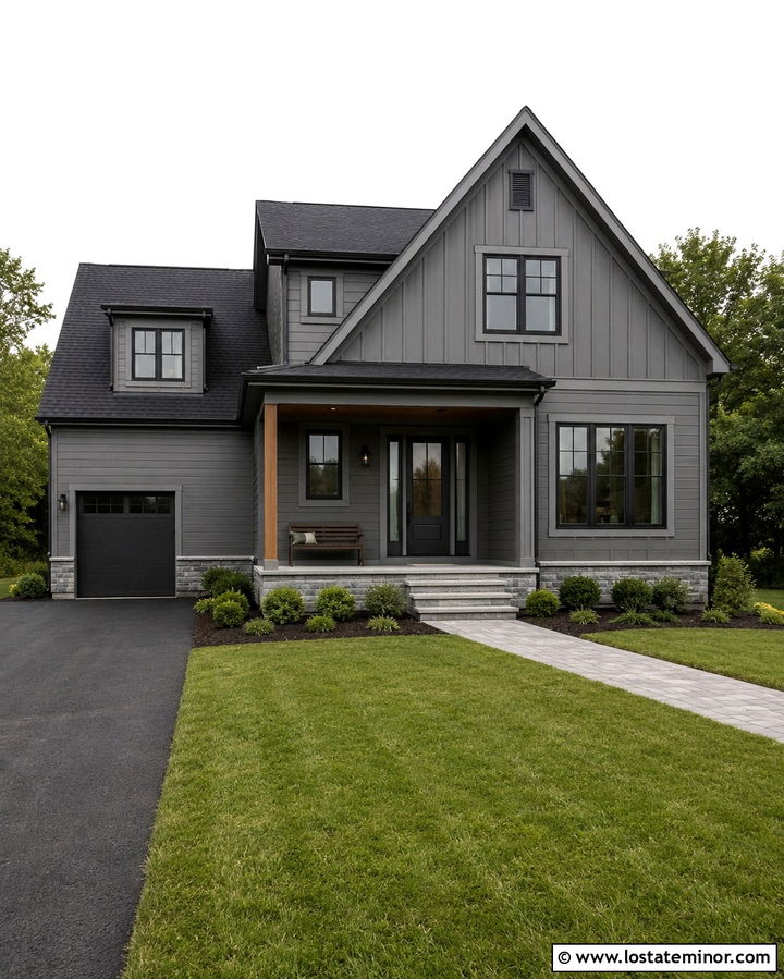 Slate Grey Monochrome House With Matching Storm Door - 30 Slate Grey House Design With Storm Door Ideas