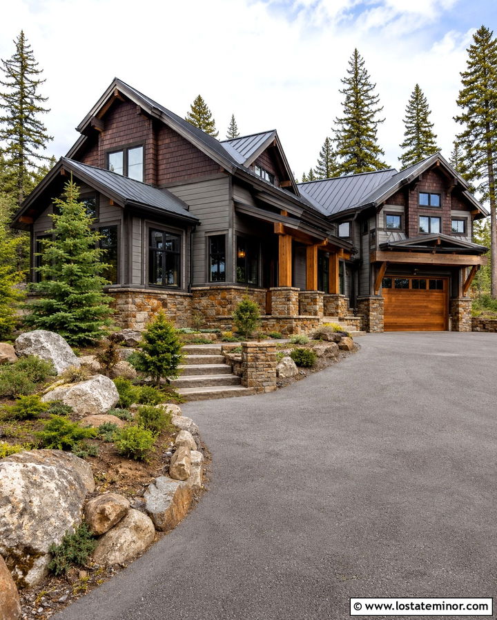 Slate Grey Mountain House With Cedar Shake Siding - 30 Slate Grey House Design With Cedar Shake Ideas