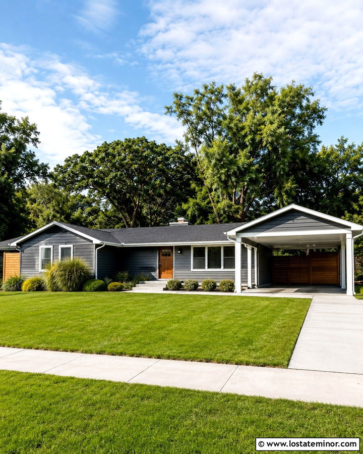Slate Grey Ranch House With Attached Carport - 30 Slate Grey House Design With Carport Ideas