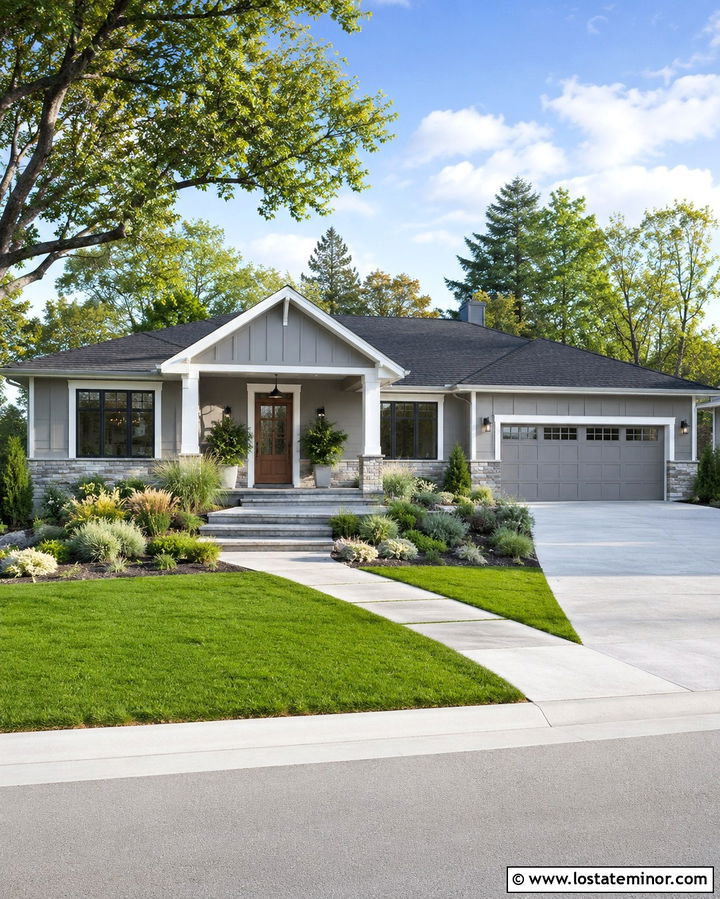 Slate Grey Ranch House With Gable Accents - 30 Slate Grey House Design With Gables Ideas