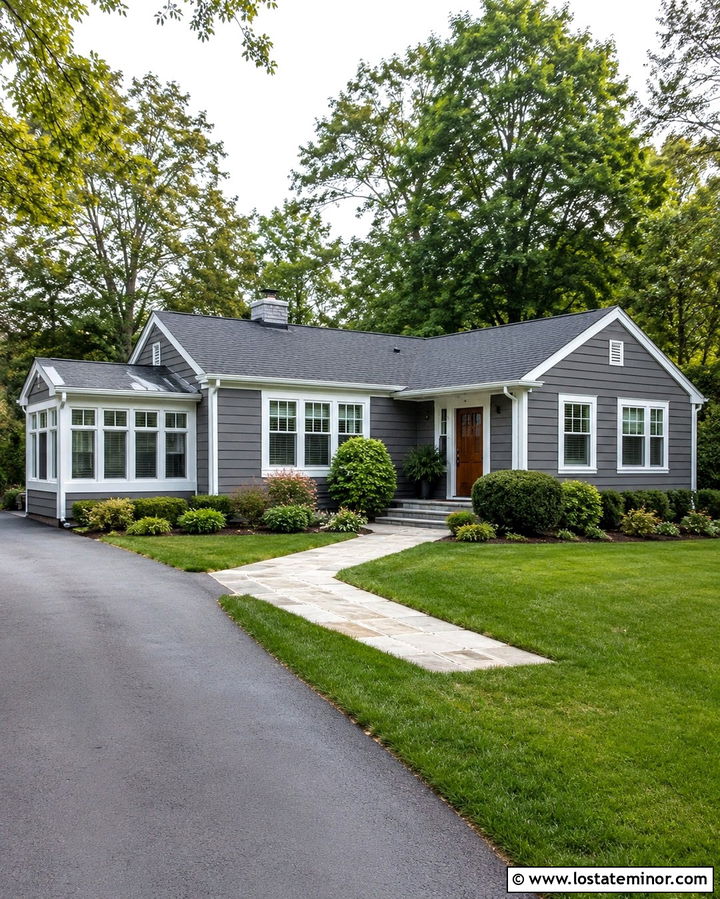 Slate Grey Ranch House With Side Sunroom - 30 Slate Grey House Design With Sunroom Ideas