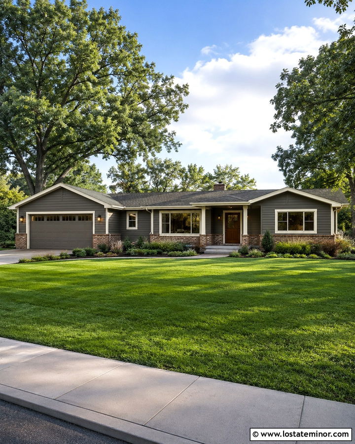 Slate Grey Ranch With Brick Wainscoting - 30 Slate Grey House Design With Brick Accents Ideas