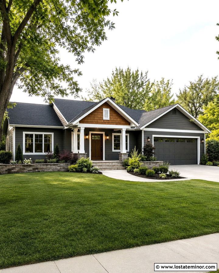 Slate Grey Ranch With Cedar Shake Entry - 30 Slate Grey House Design With Cedar Shake Ideas