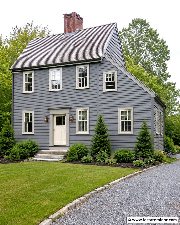 Slate Grey Saltbox House With Cream Dutch Door - 30 Slate Grey House Design With Dutch Door Ideas