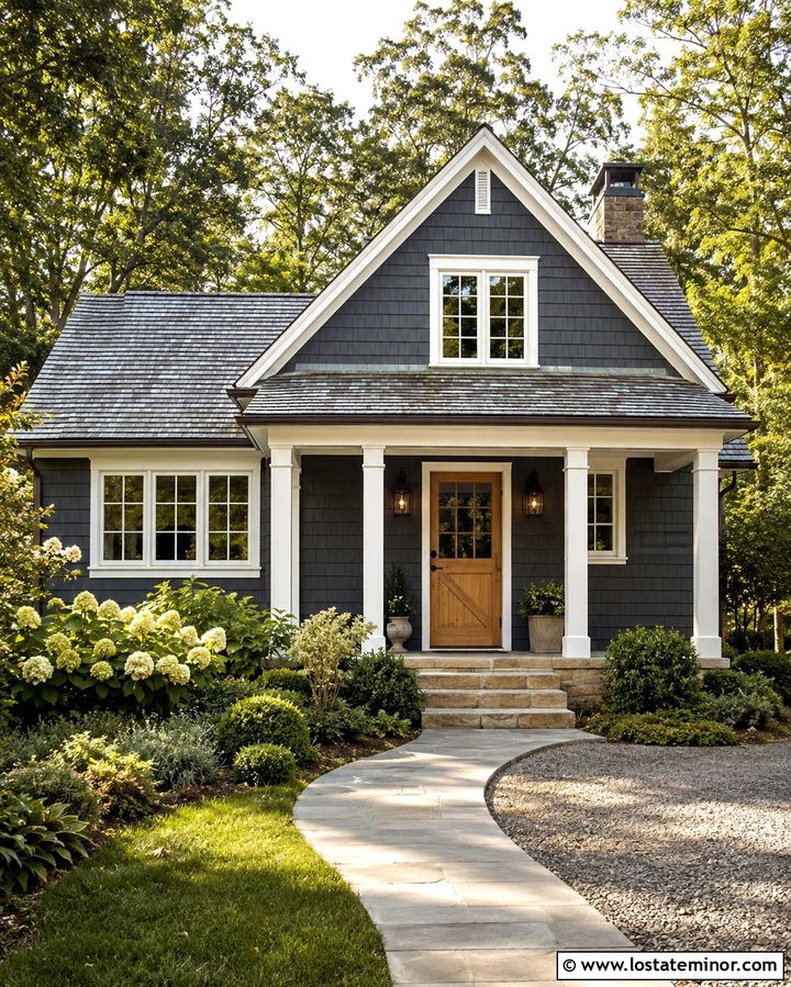 Slate Grey Shingle House With Oak Dutch Door - 30 Slate Grey House Design With Front Door Ideas