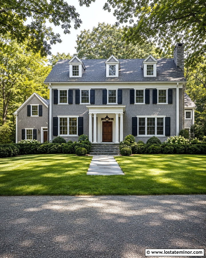 Slate Grey Shingle House With White Trim - 30 Slate Grey House Design With Cedar Shake Ideas