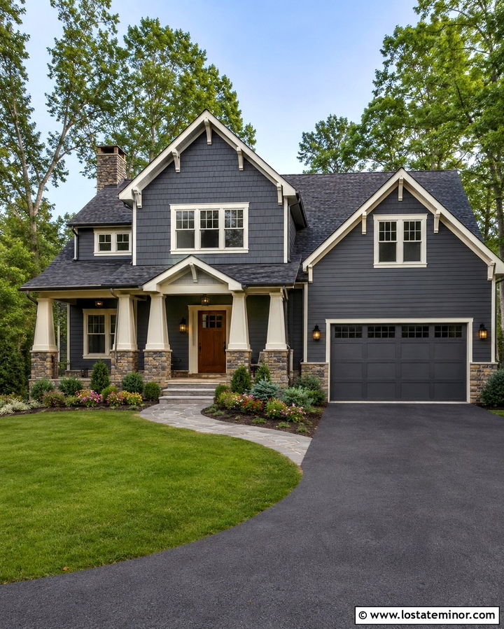 Slate Grey Siding On A Craftsman House - 30 Slate Grey House Design With Siding Ideas