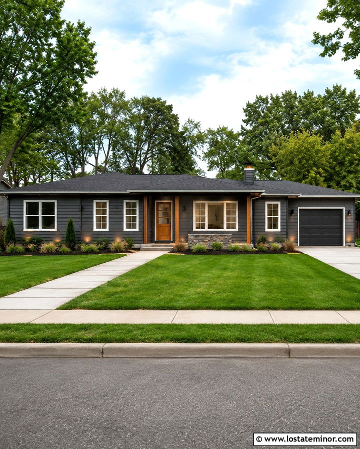 Slate Grey Siding On A Ranch House - 30 Slate Grey House Design With Siding Ideas