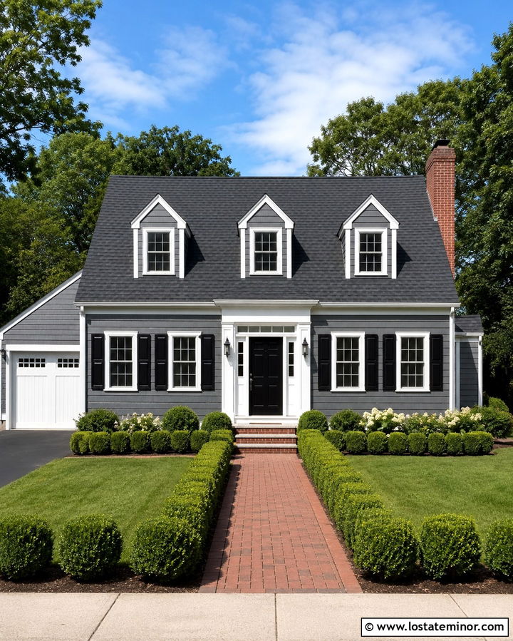 Slate Grey Siding With A Black Front Door - 30 Slate Grey House Design With Siding Ideas