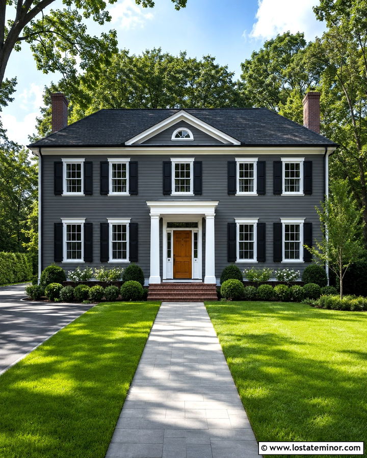 Slate Grey Siding With Black Shutters - 30 Slate Grey House Design With Siding Ideas