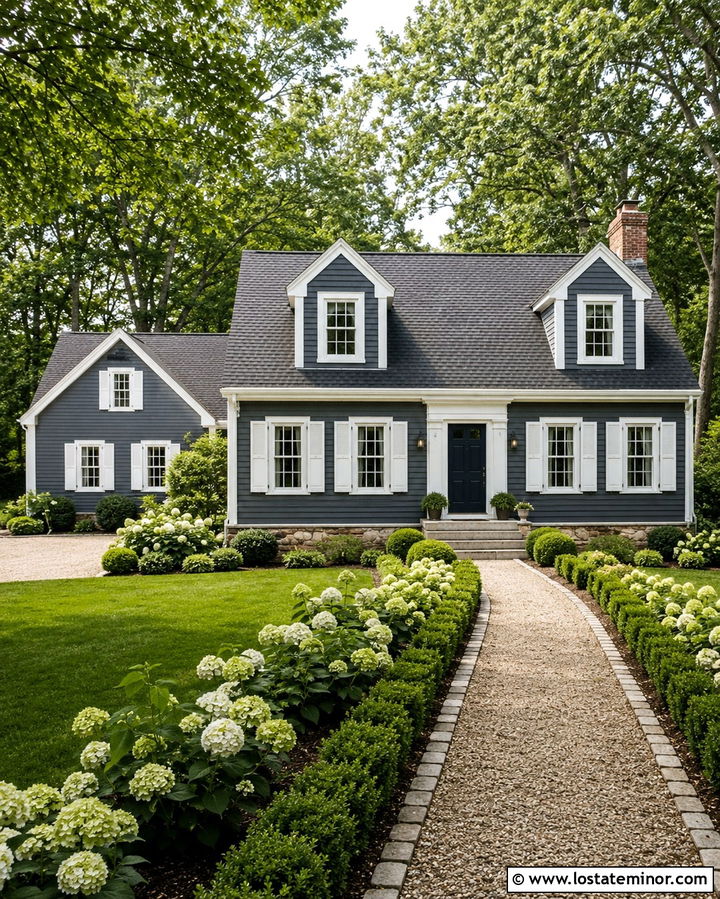 Slate Grey Siding With White Shutters - 30 Slate Grey House Design With Siding Ideas