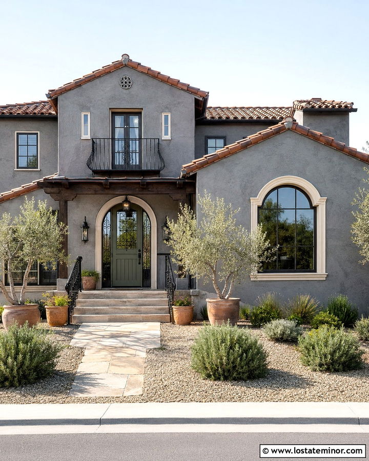 Slate Grey Spanish Revival With Green Dutch Door - 30 Slate Grey House Design With Dutch Door Ideas