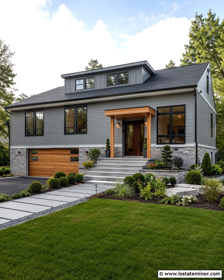 Slate Grey Split Level With A Dormer Addition - 30 Slate Grey House Design With Dormers Ideas