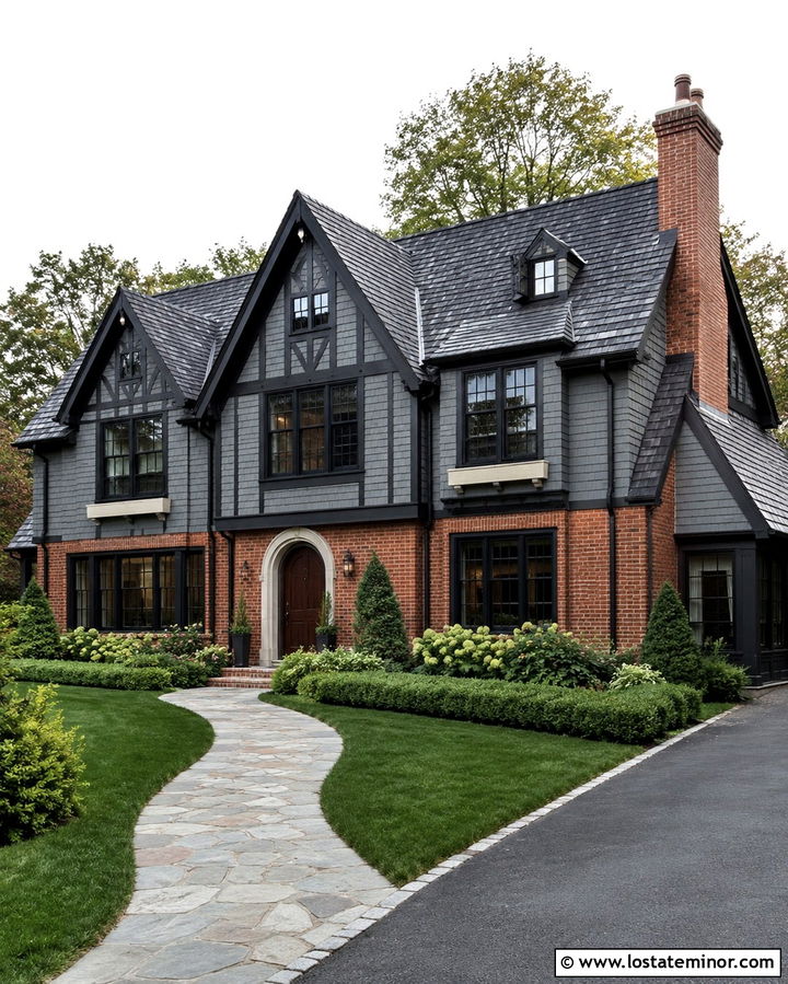 Slate Grey Tudor House With Dormers - 30 Slate Grey House Design With Dormers Ideas