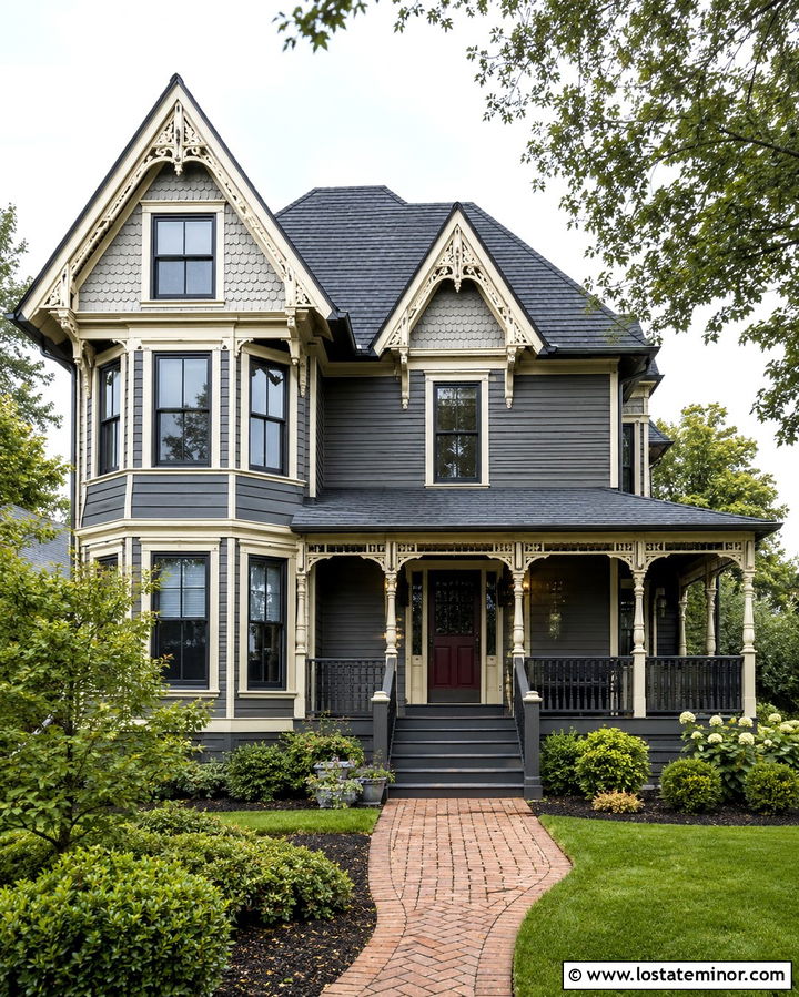 Slate Grey Victorian House With Dormers - 30 Slate Grey House Design With Dormers Ideas