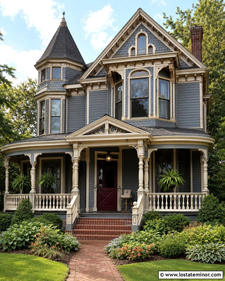 Slate Grey Victorian With Burgundy Dutch Door - 30 Slate Grey House Design With Dutch Door Ideas