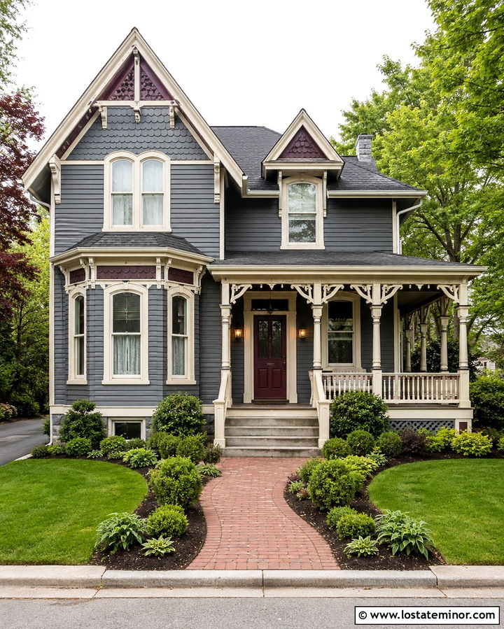 Slate Grey Victorian With Plum Accents - 30 Slate Grey House Design With Accents Ideas