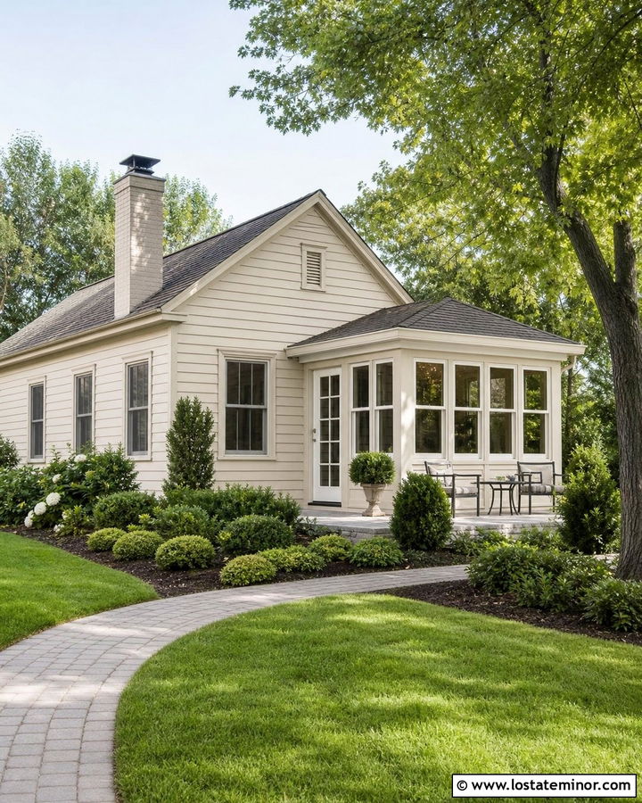 Small Beige House With Compact Sunroom - 30 Beige House Design With Sunroom Ideas
