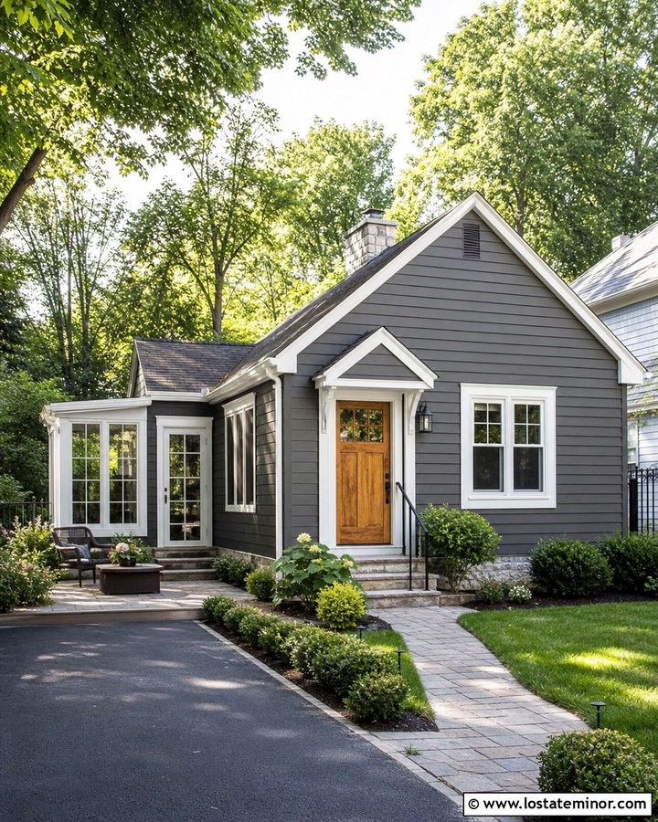 Small Charcoal Grey House With Compact Sunroom - 30 Charcoal Grey House Design With Sunroom Ideas