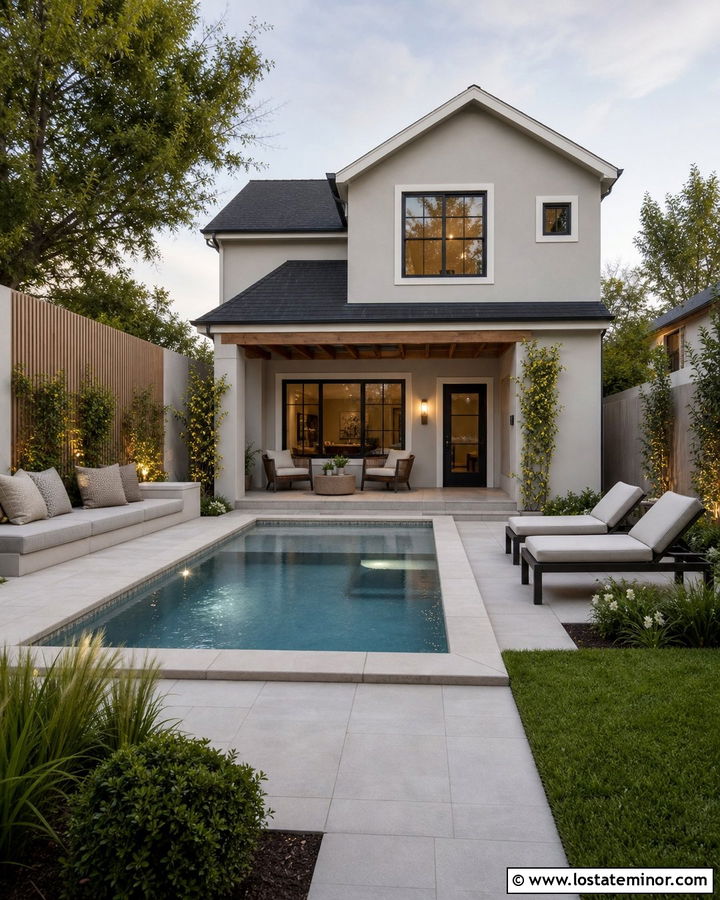 Small Greige House With Plunge Pool - 30 Greige House Design With Swimming Pool Ideas