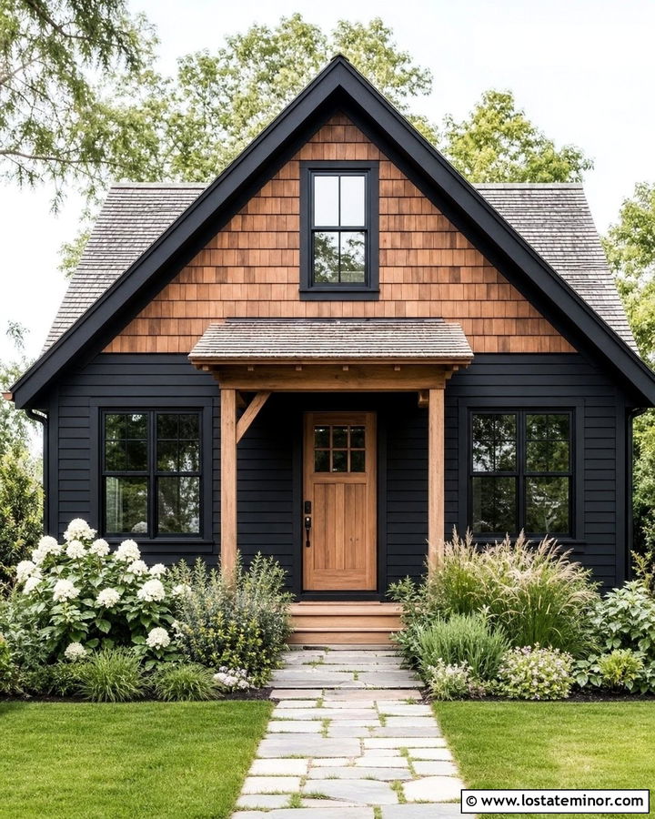 Small Jet Black Cottage With Cedar Shakes - 30 Jet Black House Design With Cedar Shake Ideas