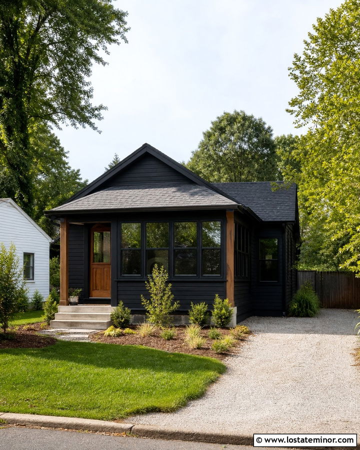 Small Jet Black House With Budget Sunroom - 30 Jet Black House Design With Sunroom Ideas