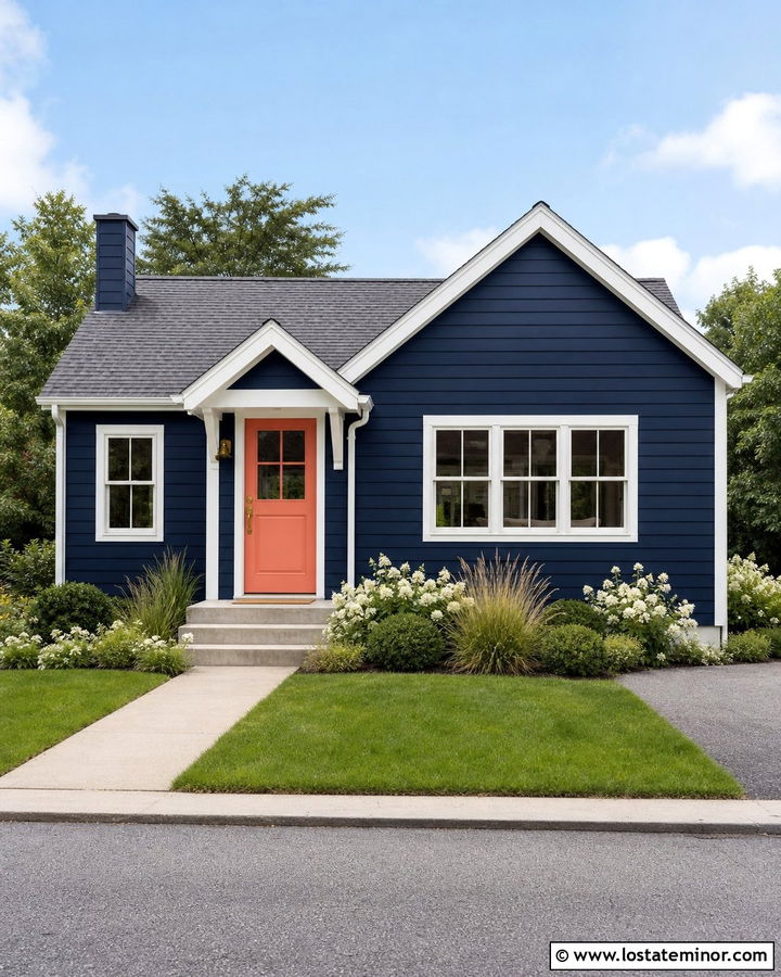 Small Midnight Blue House With Coral Dutch Door - 30 Midnight Blue House Design With Dutch Door Ideas