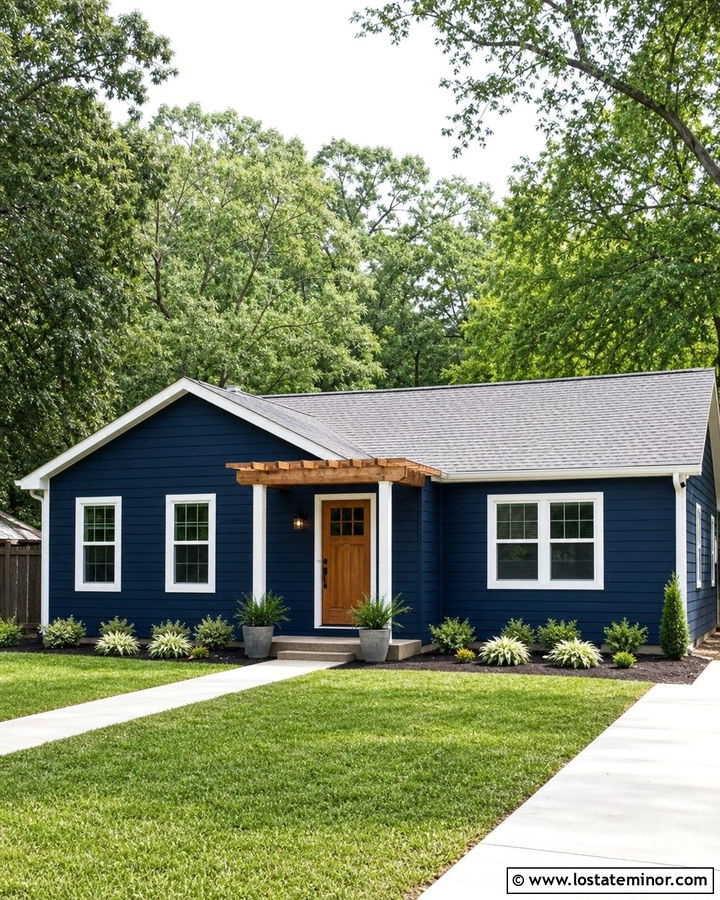 Small Midnight Blue House With Pergola - 30 Midnight Blue House Design With Pergola Ideas