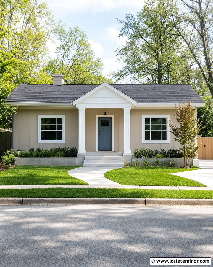Small Sand House With Simple Portico - 30 Sand House Design With Portico Ideas