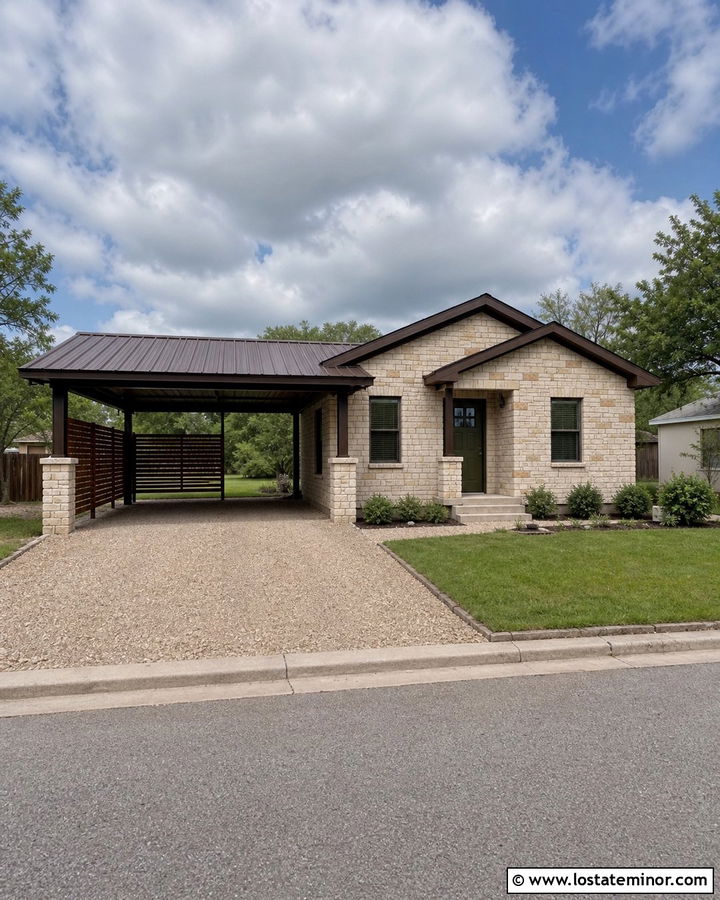 Small Stone House With Budget Carport - 30 Stone House Design With Carport Ideas