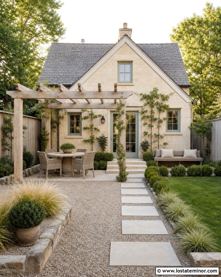 Small Stone House With Gravel Garden - 30 Stone House Design With Backyard Ideas