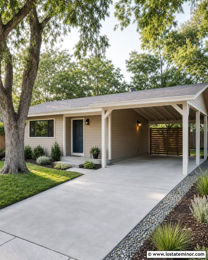 Small Tan House With Budget Carport - 30 Tan House Design With Carport Ideas
